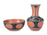 Polychrome Pottery Bowl and Vase
