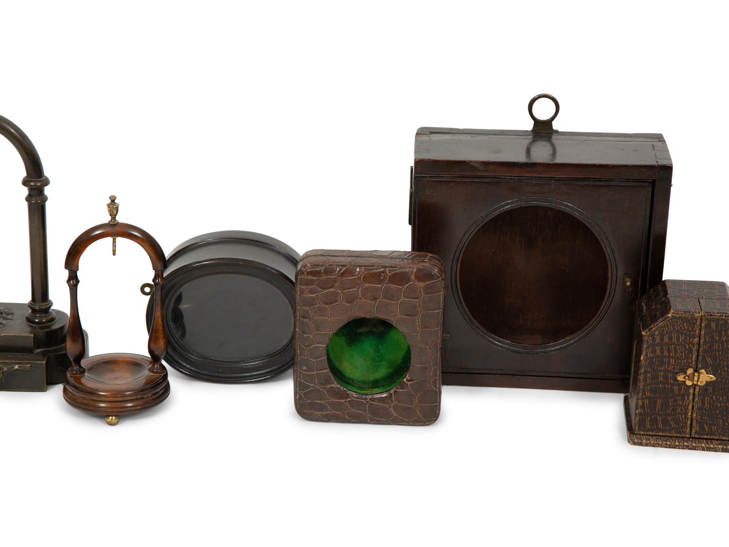 A Group of English and French Pocket Watch Boxes and Stands