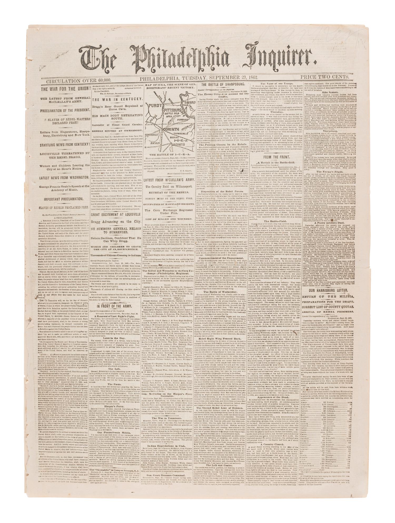 [AFRICAN AMERICANA]. Print ephemera related to enslavement and racism, comprising:
