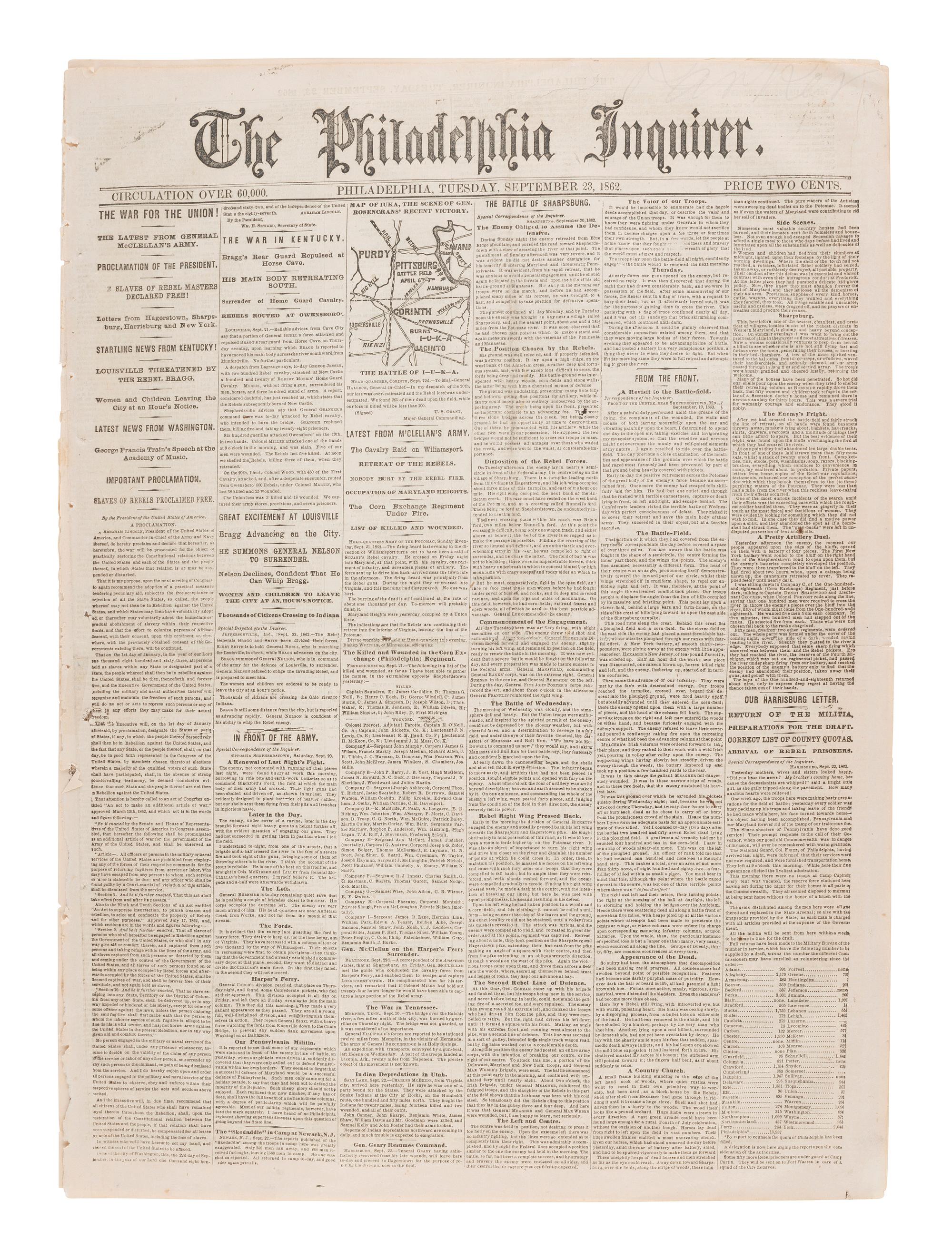 [AFRICAN AMERICANA]. Print ephemera related to enslavement and racism, comprising: