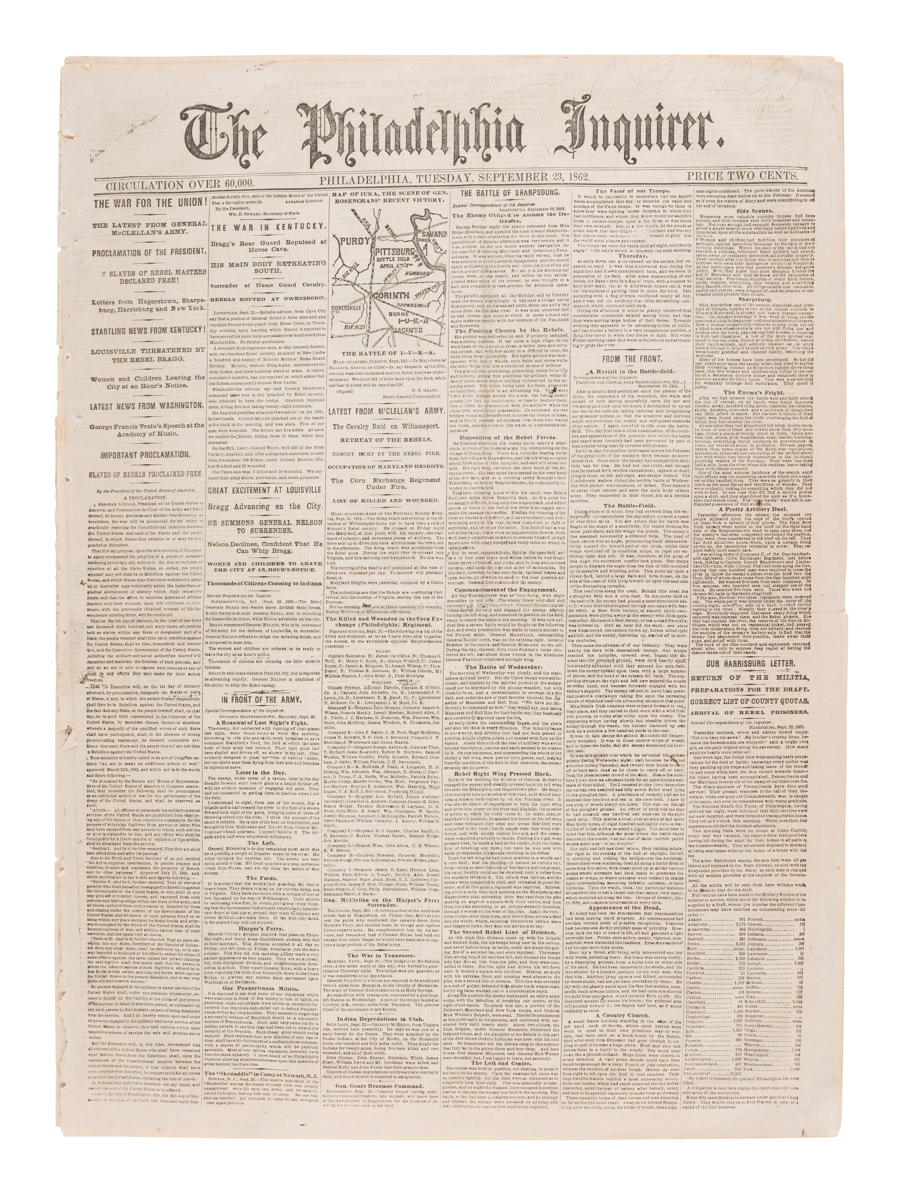 [AFRICAN AMERICANA]. Print ephemera related to enslavement and racism, comprising:
