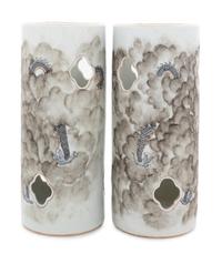 A Pair of Chinese Famille Rose 'Dragon' Hat Stands