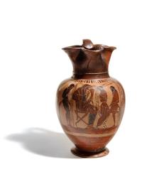 An Attic Black Figured Trefoil Oinochoe
