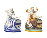 Two Wedgwood Majolica Figural Tea Containers