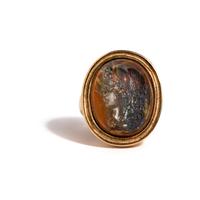A Neoclassical Gold and Glass Paste Finger Ring with Alexander the Great as Hercules