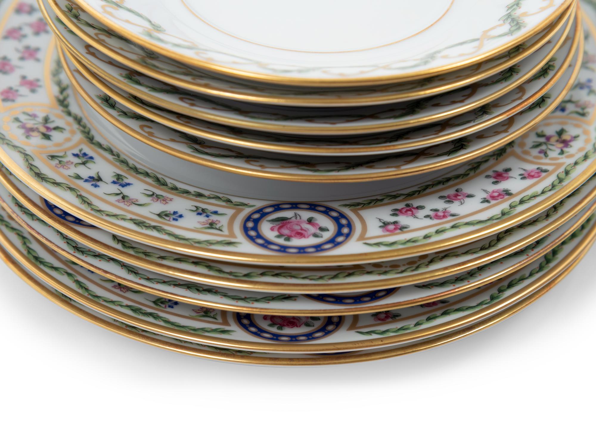 A Haviland Limoges Porcelain Louveciennes Dinner Service for Twelve