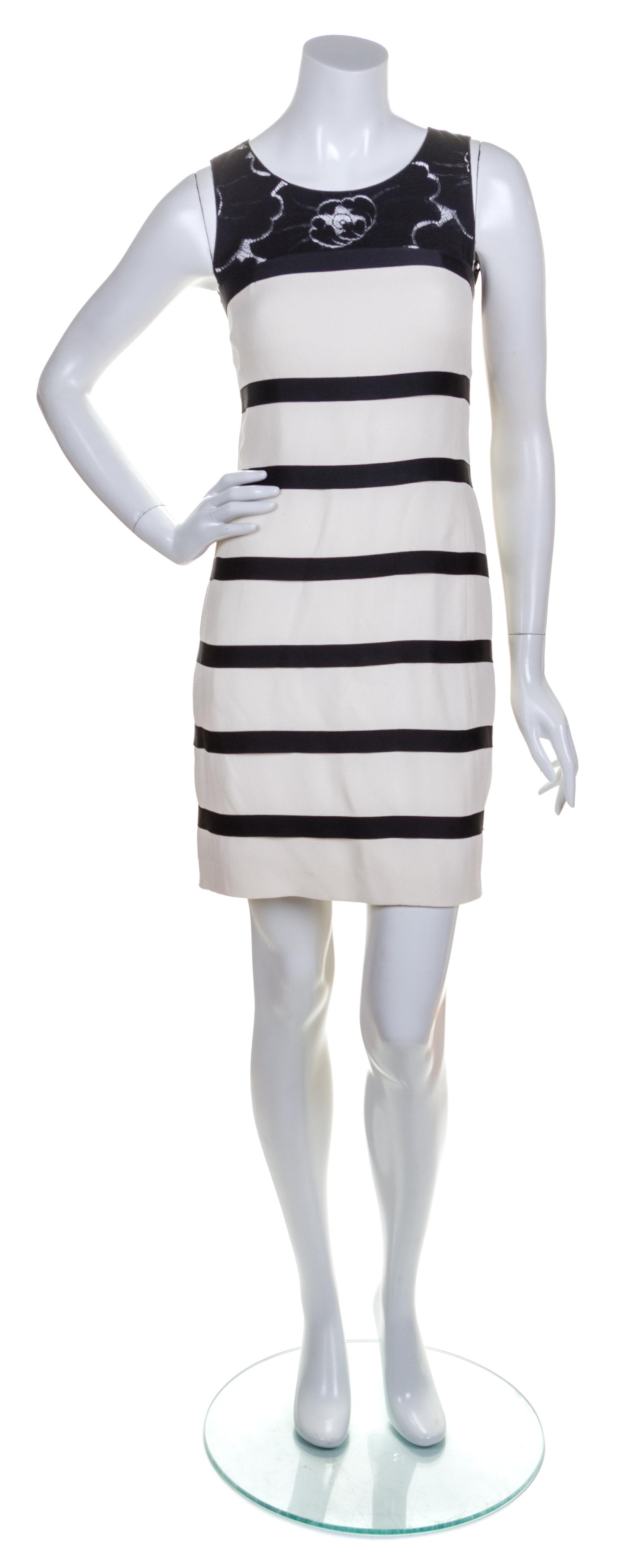 A Chanel Cream Silk Dress, Size 38.
