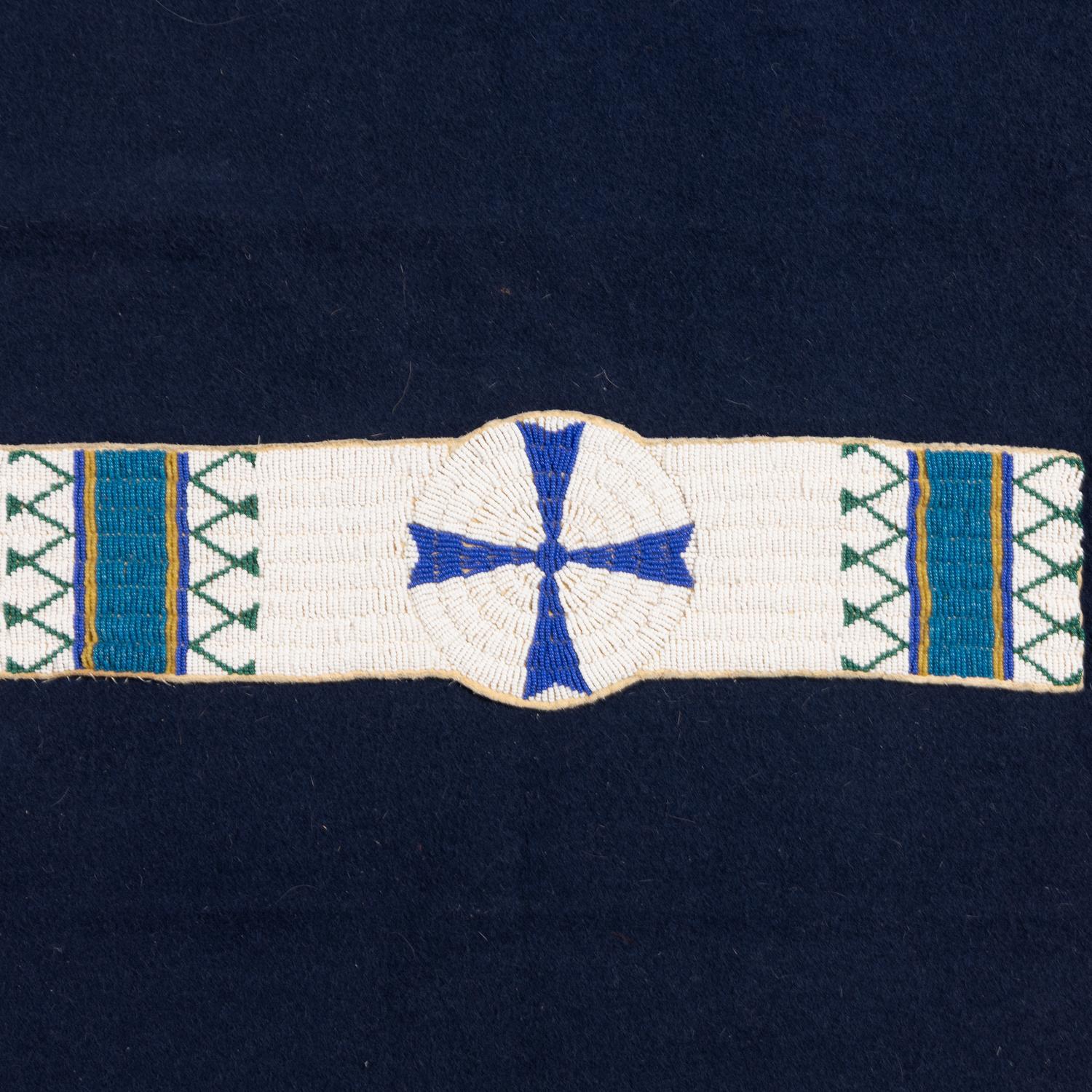 Sioux Beaded Blanket Strip, on Trade Wool Blanket