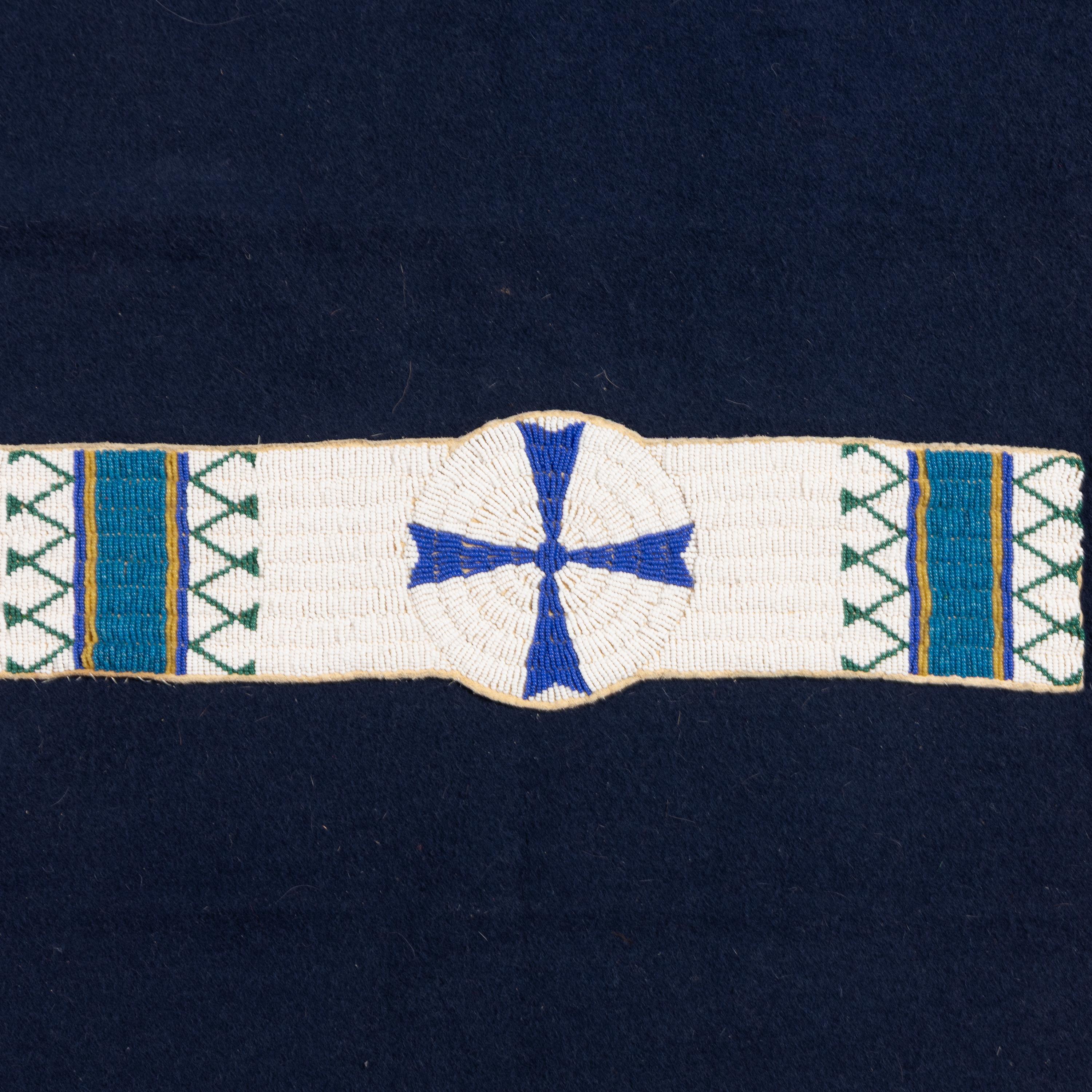 Sioux Beaded Blanket Strip, on Trade Wool Blanket