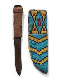 Sioux Beaded Buffalo Hide Knife Sheath