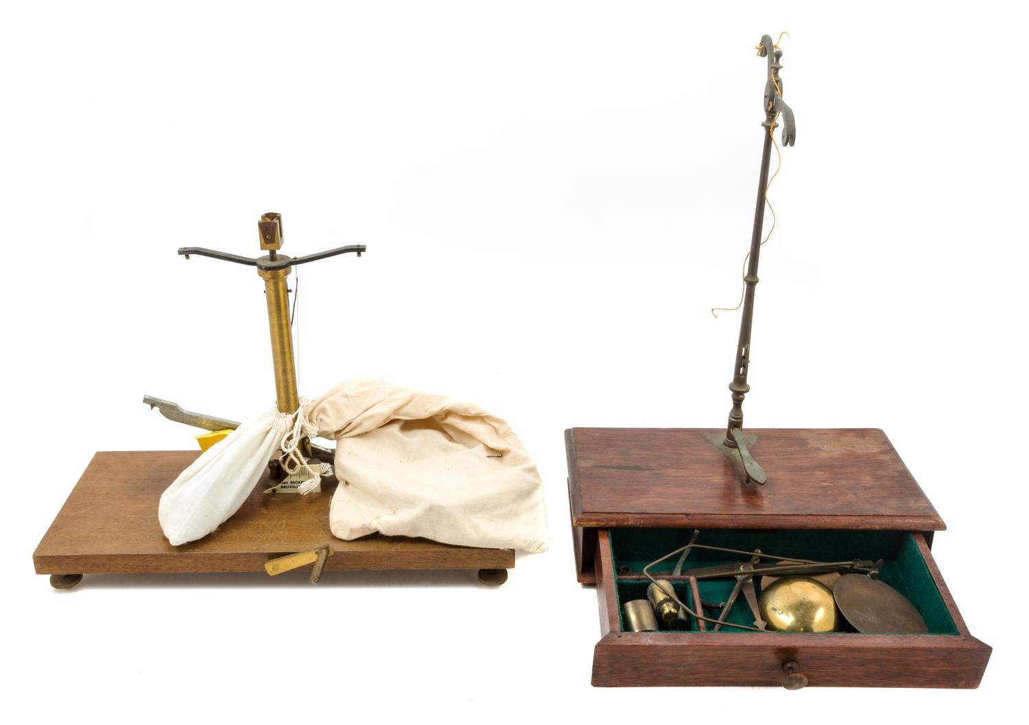 Two Table-Top Balance Scales Height of taller 15 1/2 inches. — LATE 19TH/EARLY 20TH CENTURY