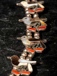 Zuni Avian Squash Blossom Necklace and Earrings