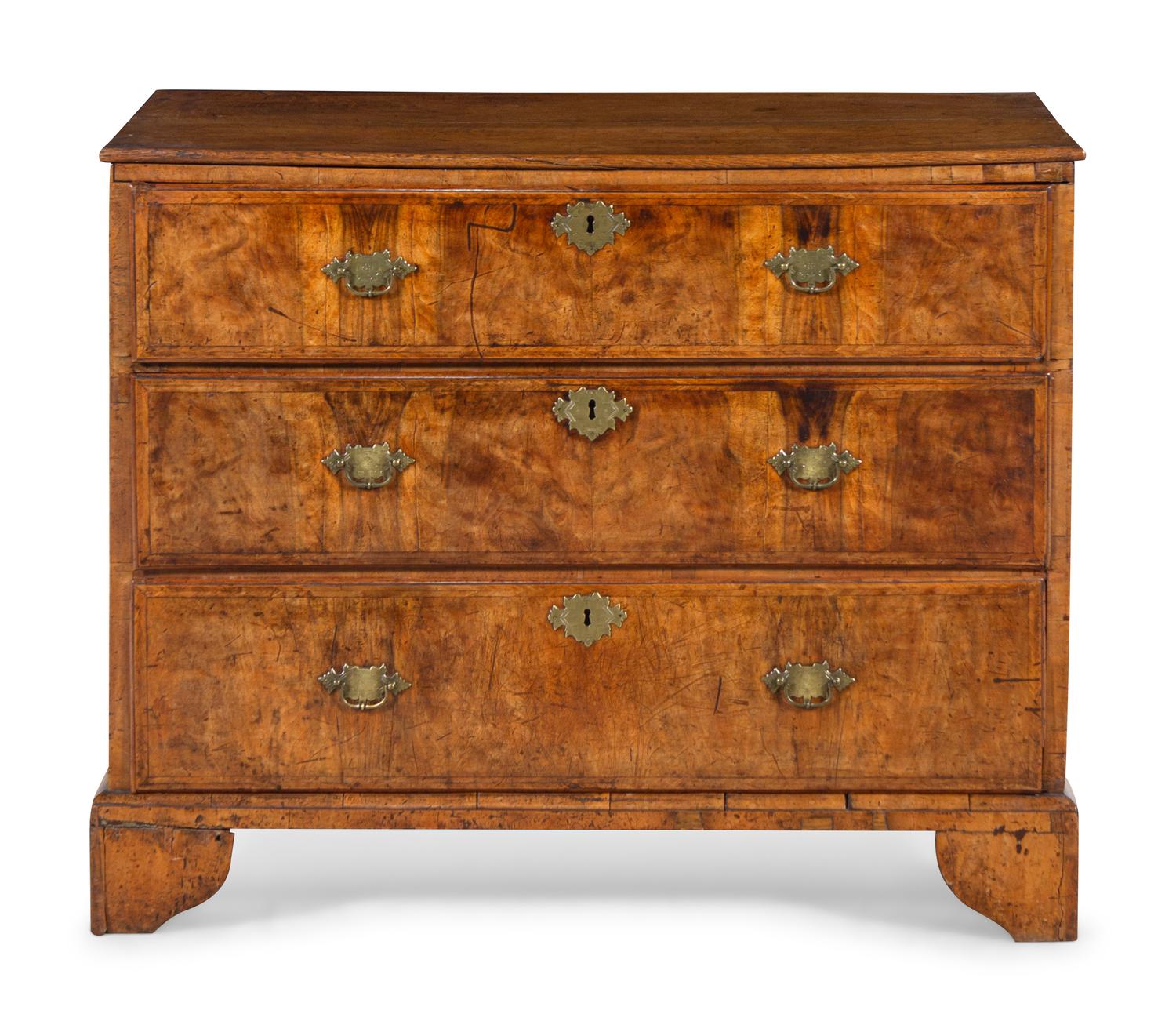 A George III Walnut and Oak Chest of Drawers