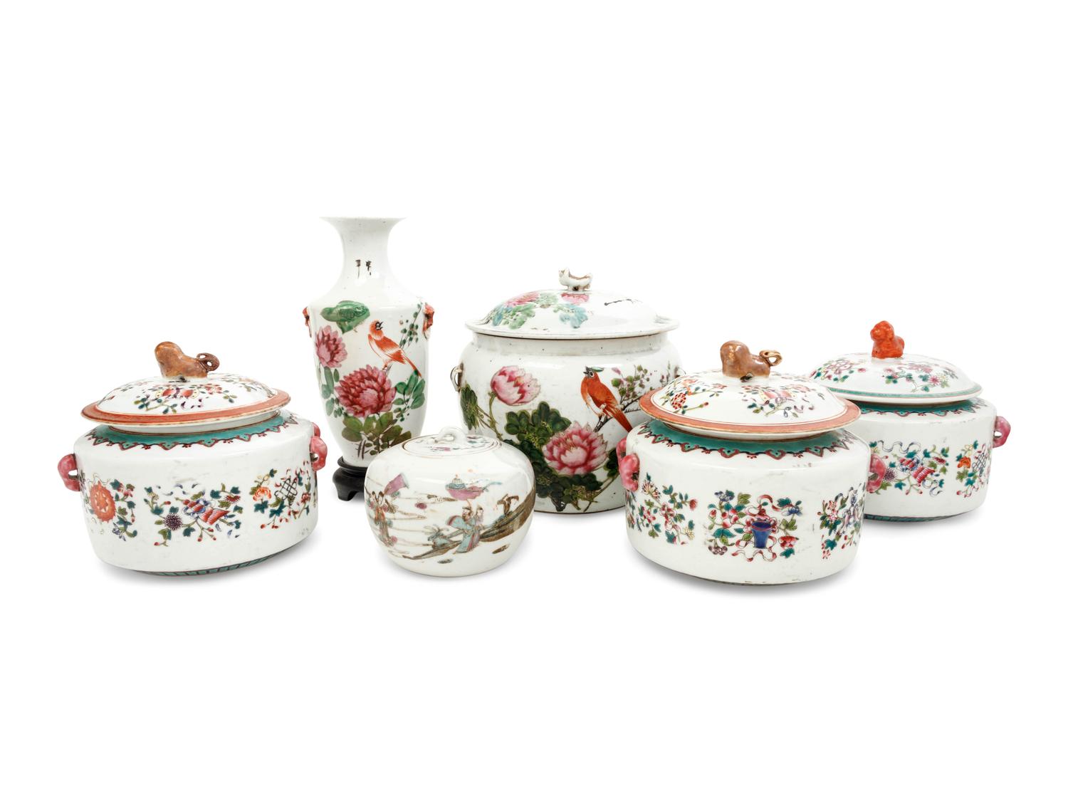 Six Chinese Famille Rose Porcelain Wares