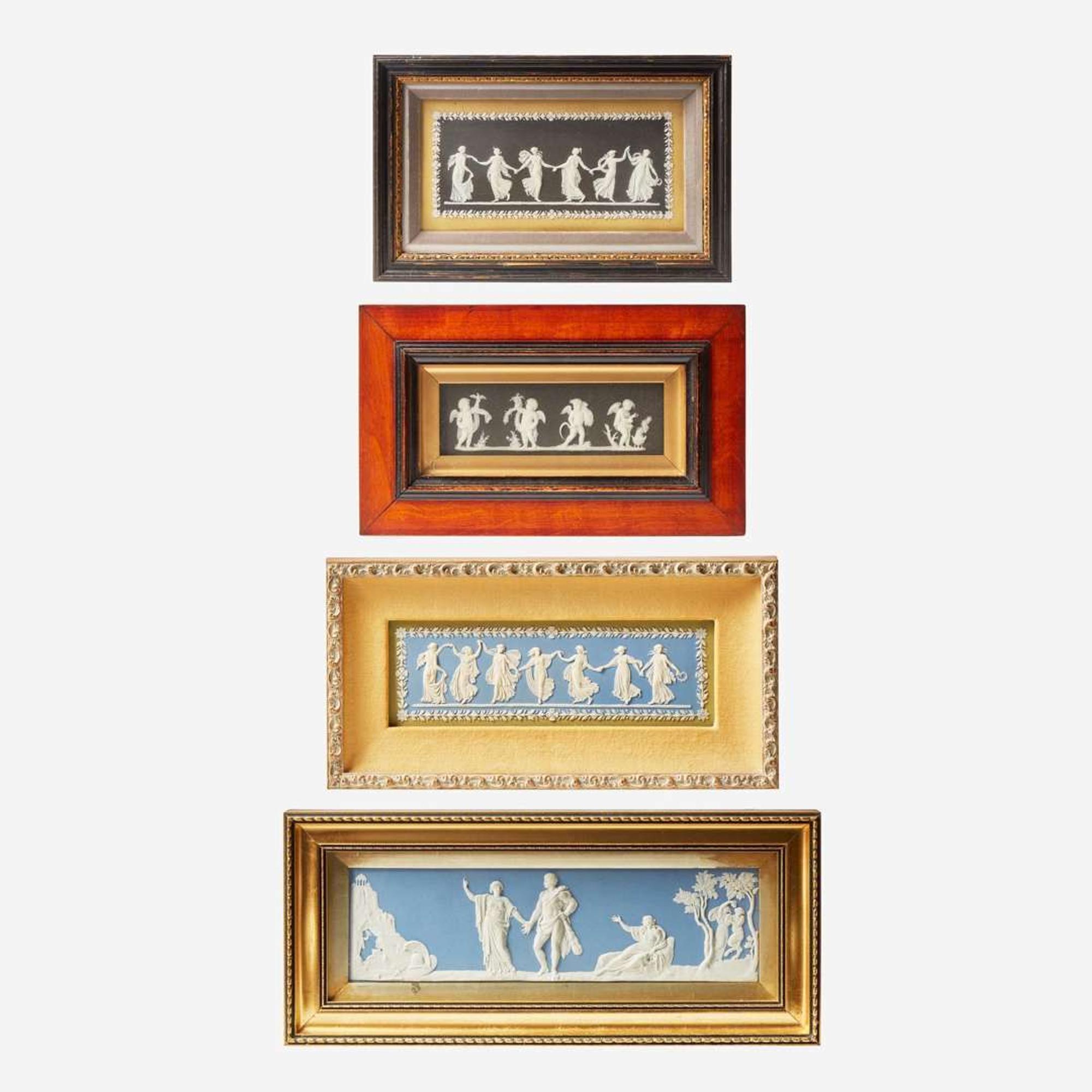 An assorted group of four Wedgwood jasperware plaques England, 19th / 20th century