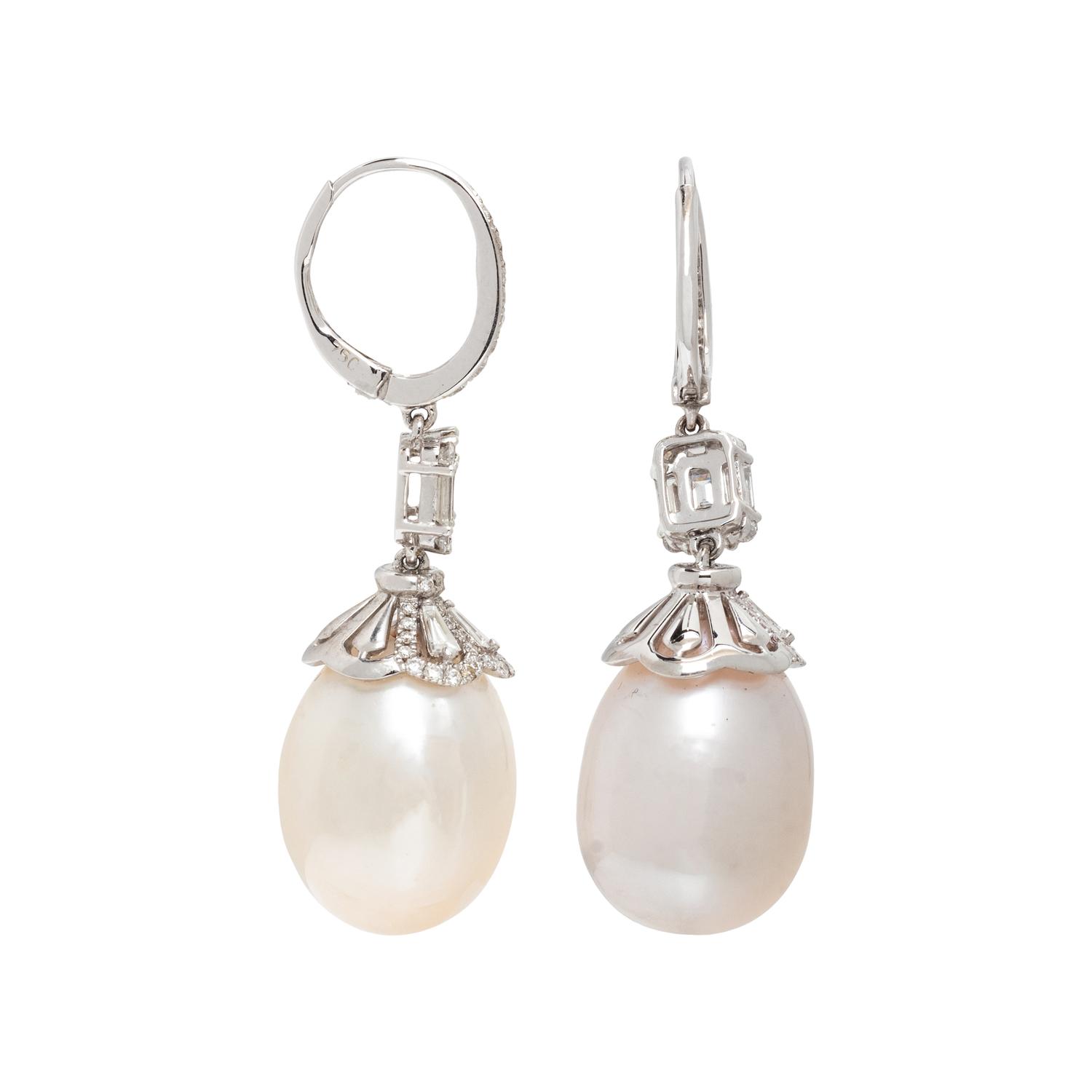 DIAMOND AND CULTURED PEARL EARRINGS