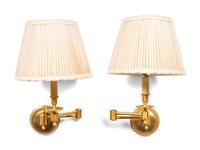 A Pair of Hinson Gilt Metal Swing-Arm Wall Lamps