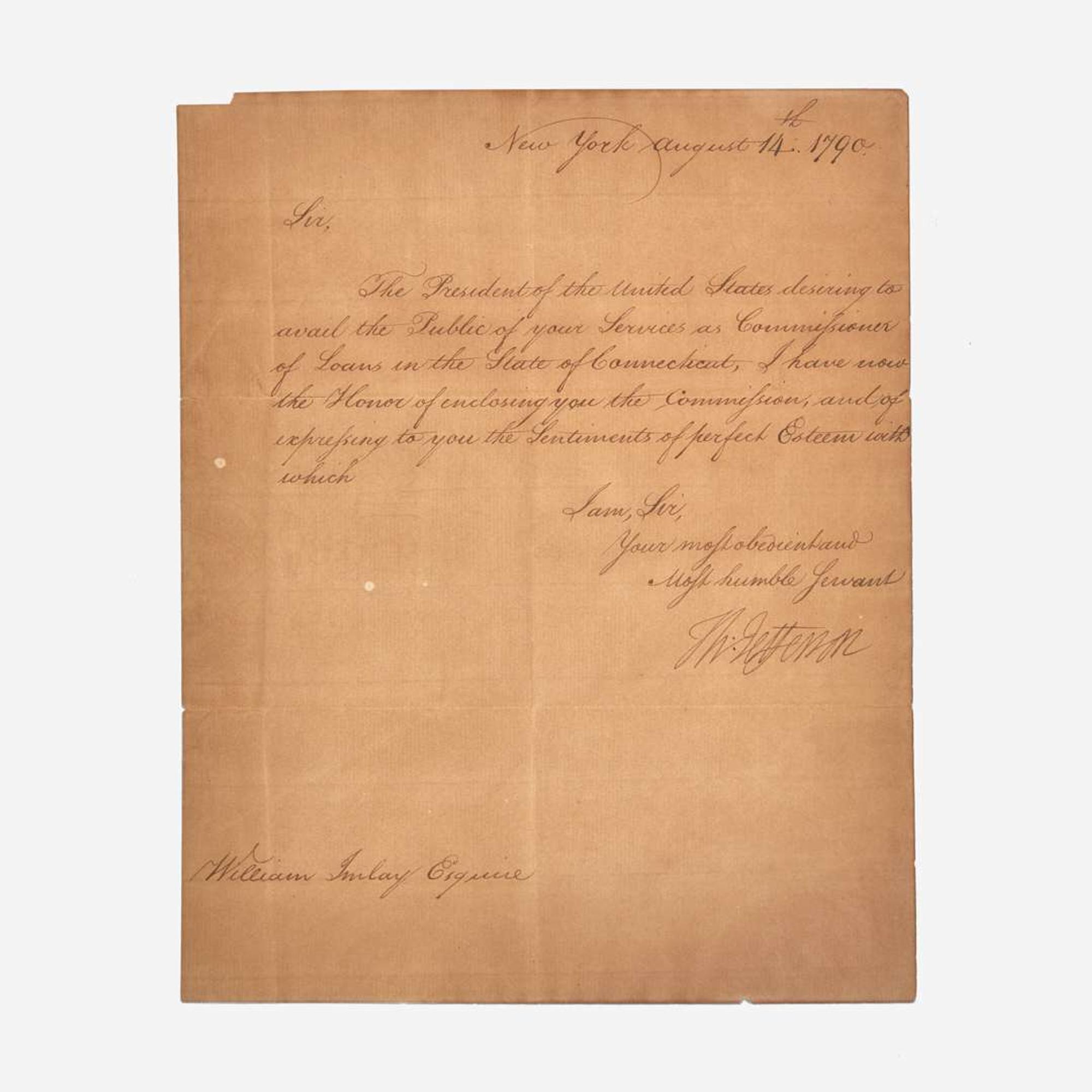 [Presidential] Jefferson, Thomas Manuscript Document, signed