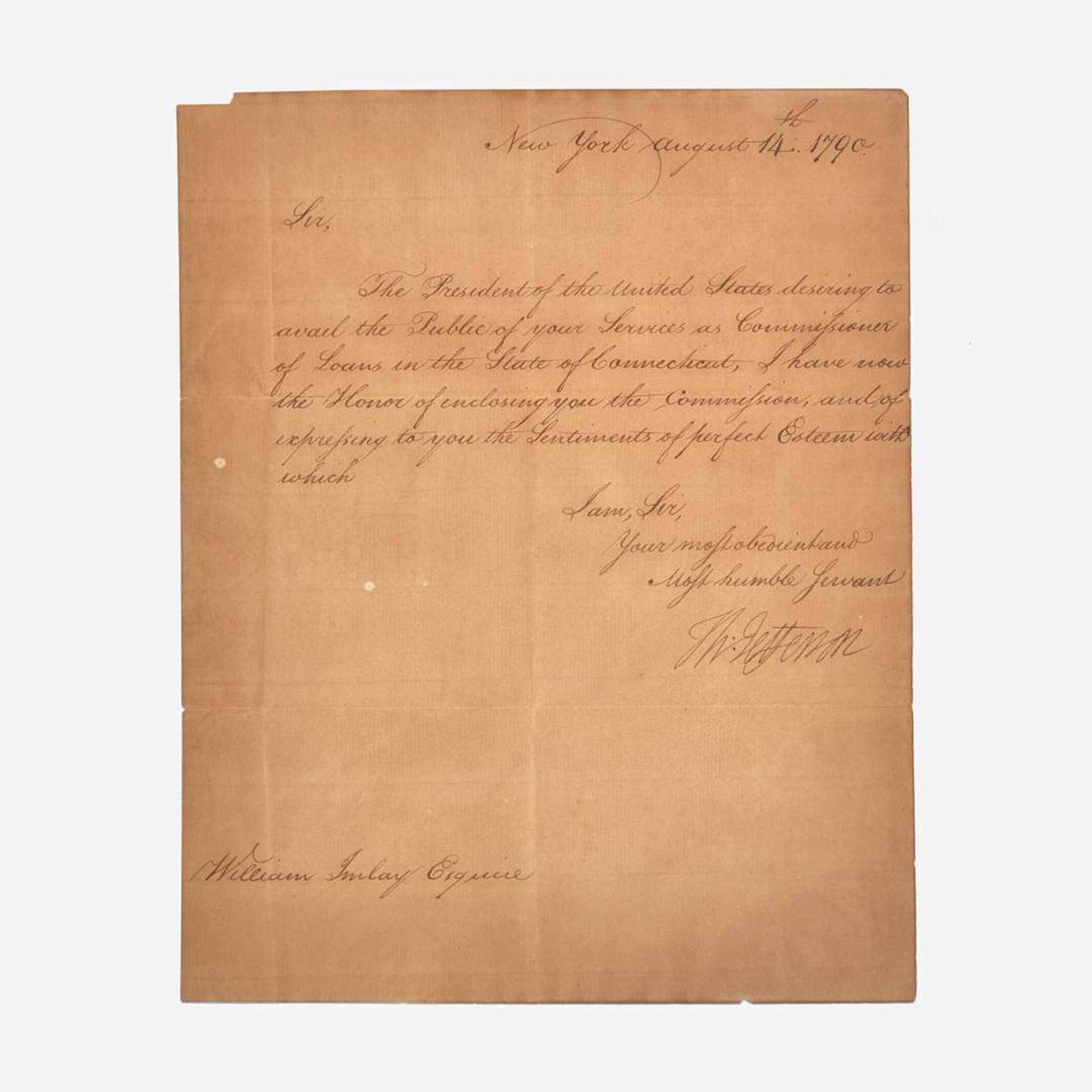 [Presidential] Jefferson, Thomas Manuscript Document, signed