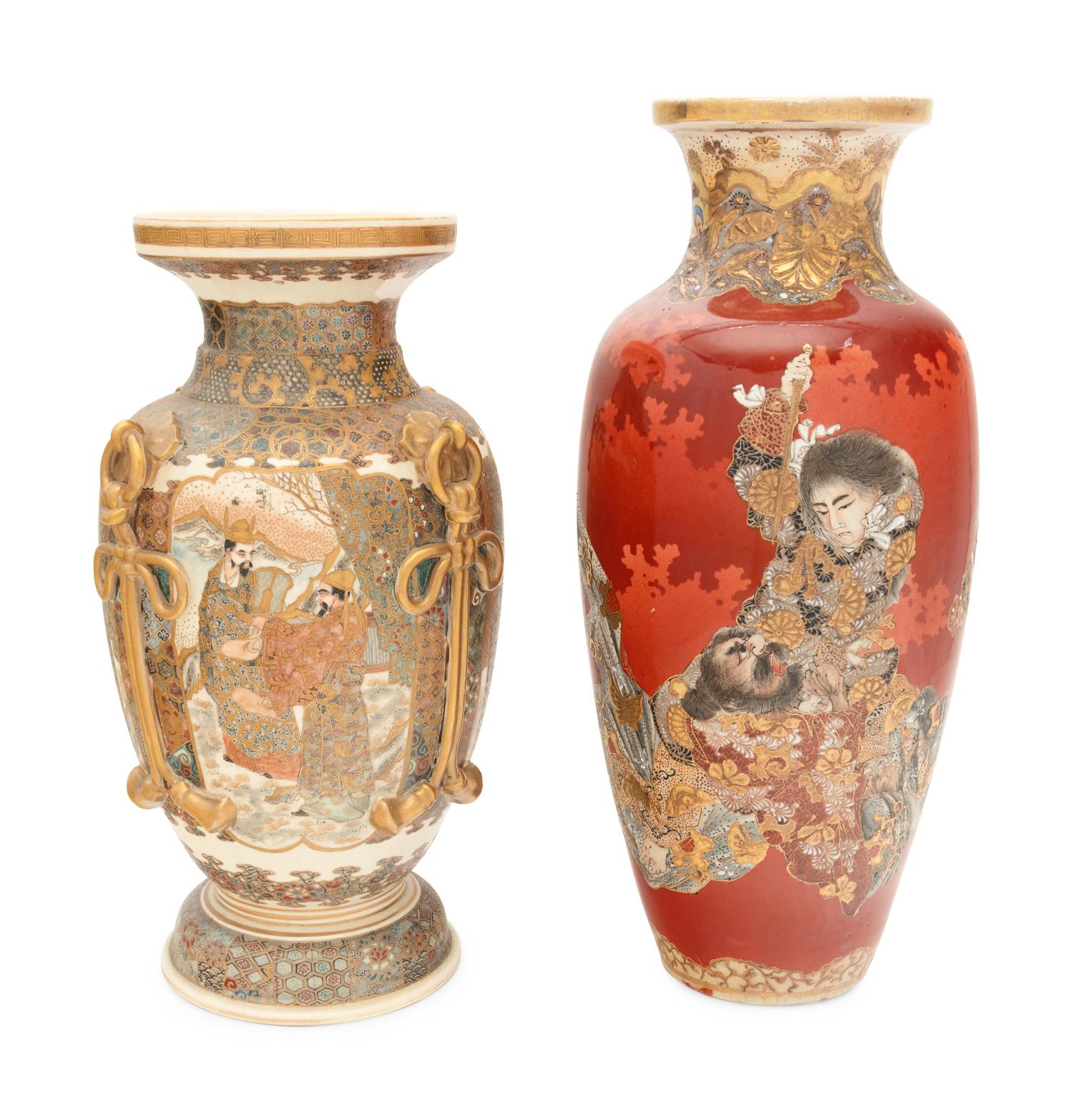 Two Large Japanese Satsuma Vases