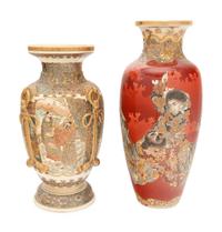 Two Large Japanese Satsuma Vases