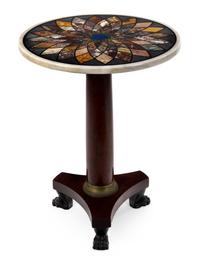 A Regency Rosewood and Specimen Marble Side Table Height 25 1/2 x diameter 19 1/2 inches. — 19TH CENTURY