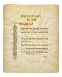 [Presidential] Eisenhower, Dwight D. Signed Illuminated Prayer Leaf