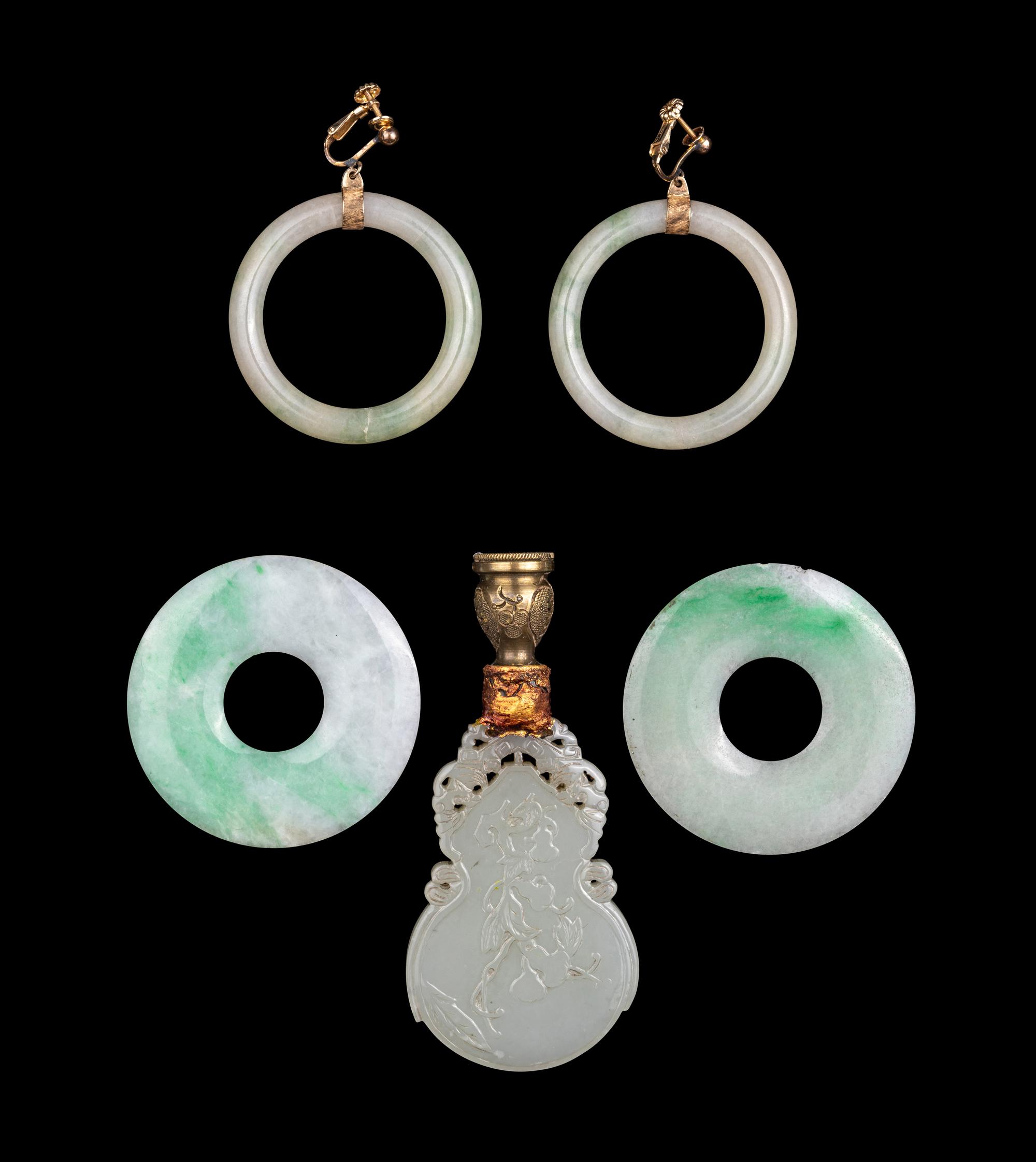Five Chinese Jadeite and Jade Jewelry