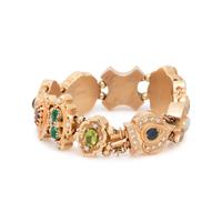 YELLOW GOLD, GEMSTONE AND DIAMOND SLIDE CHARM BRACELET