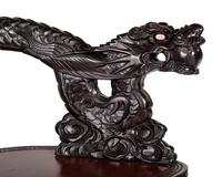 A Japanese Carved Hardwood Armchair, Settee and Marble Inset Stand