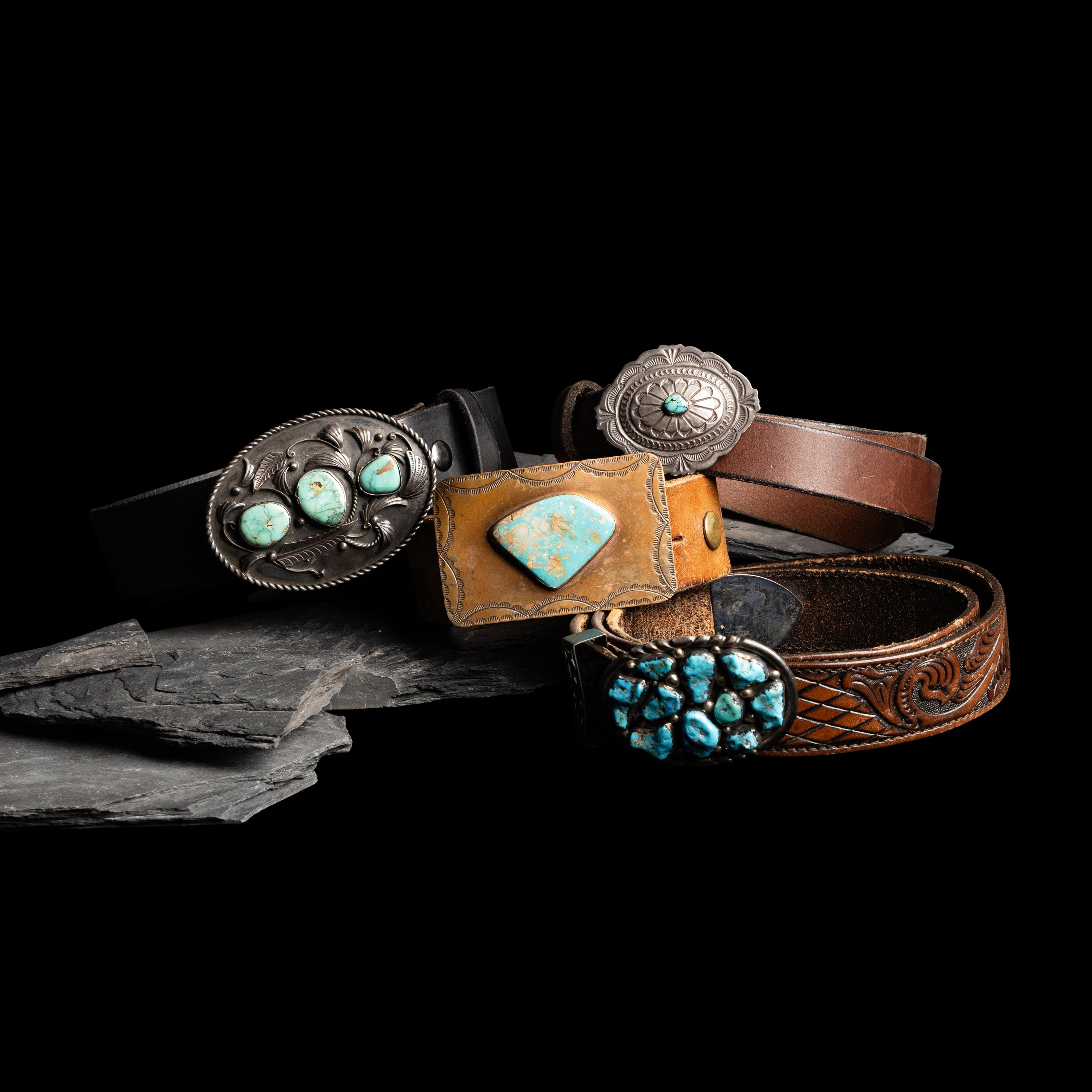 Navajo and Southwestern-style Belt Buckles with Turquoise