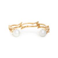 YELLOW GOLD AND CULTURED PEARL CUFF BRACELET
