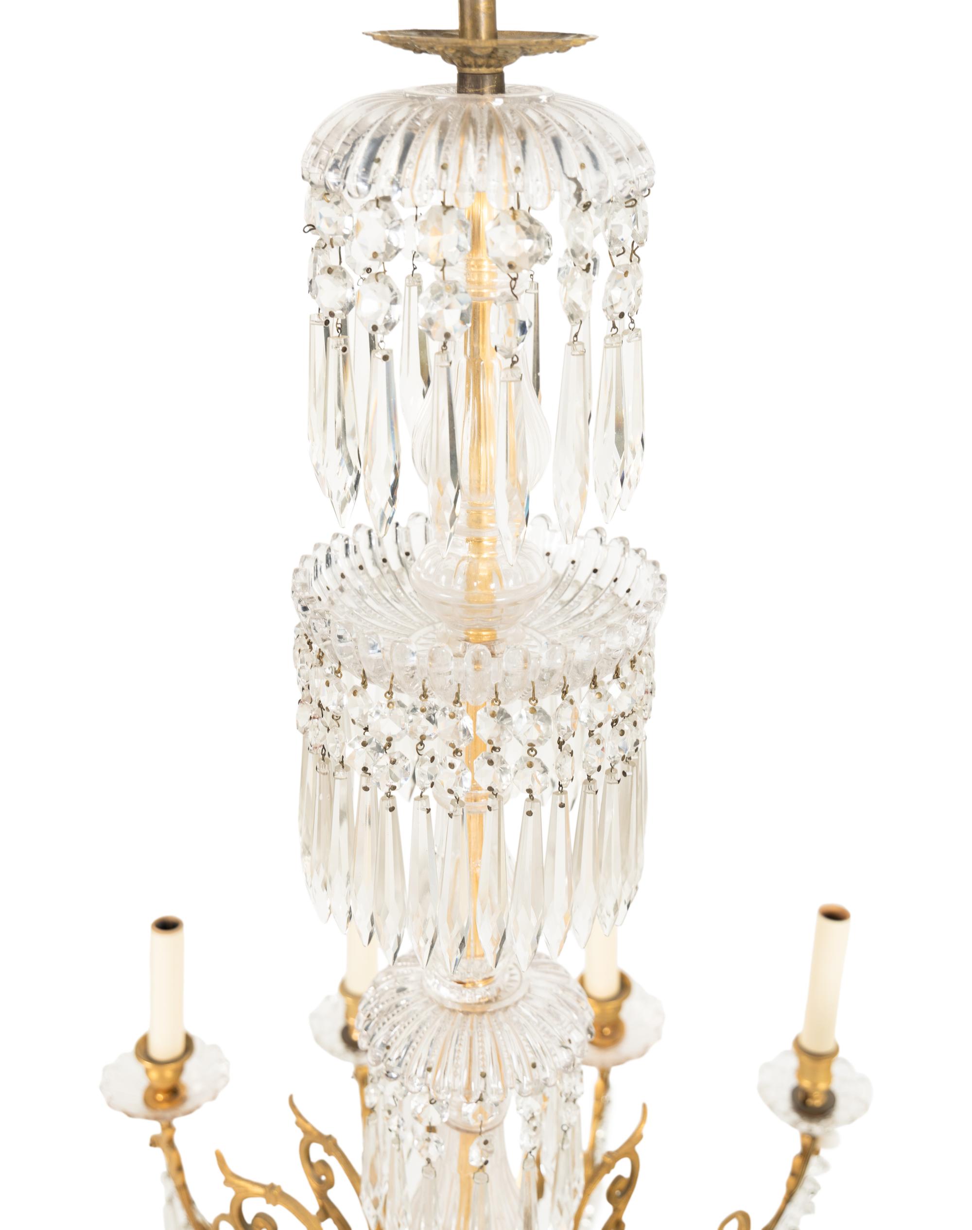 A Victorian Cut Glass and Gilt Bronze Twelve-Light Chandelier