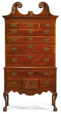 Chippendale walnut high chest philadelphia, pa, 18th century