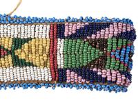 Sioux Beaded Hide Knife Sheath, Armbands, and Rattle