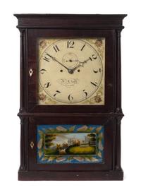 A Federal Mahogany Shelf Clock Height 26 1/4 x width 17 1/2 x depth 4 1/2 inches. — HERMAN CLARK, PLYMOUTH, CONNECTICUT, CIRCA 1820