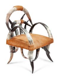 Victorian Style Horn and Hide Chair