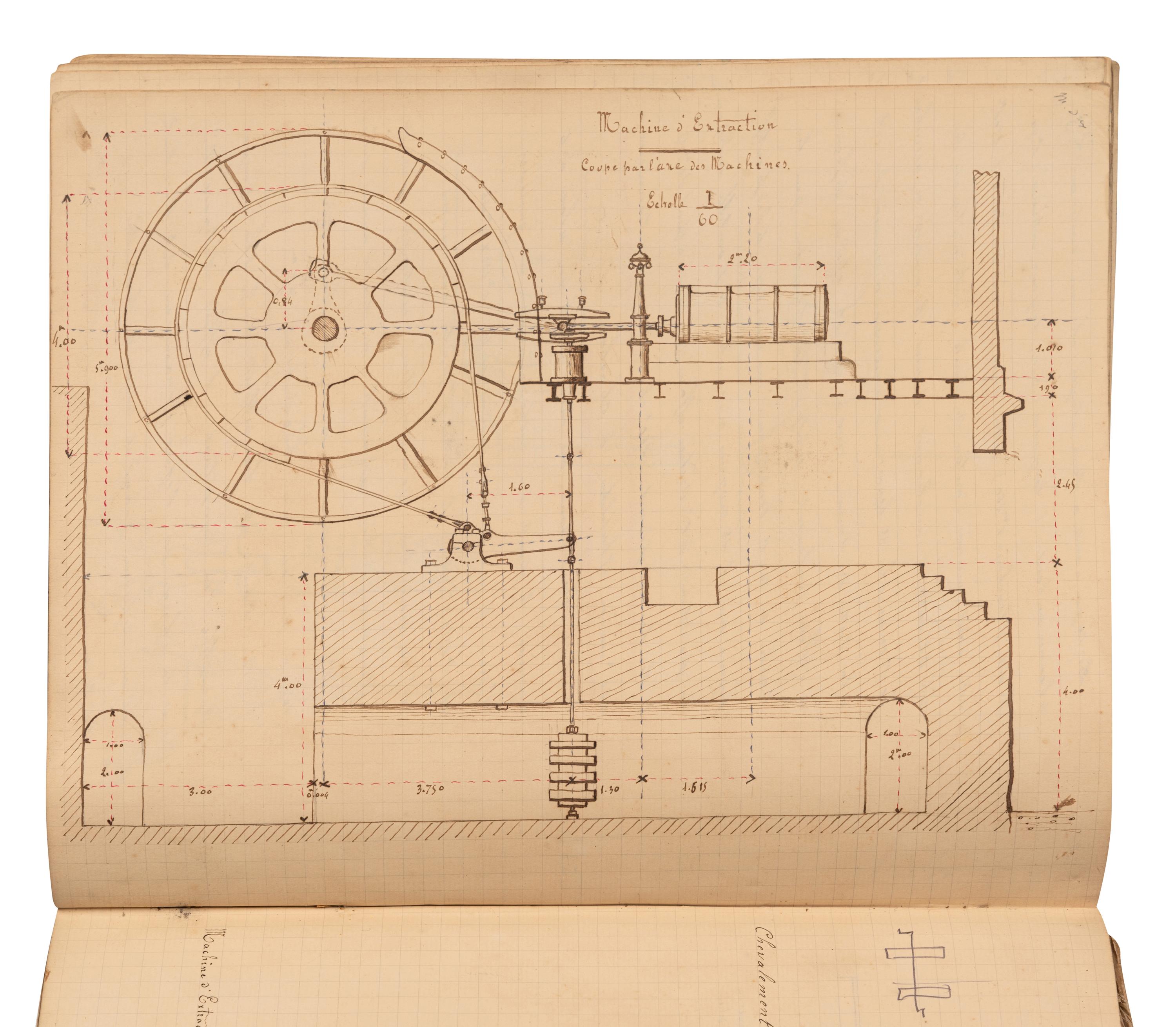 [MANUSCRIPT – ENGINEERING]. “Mines de Commentry.” France, ca 1900.