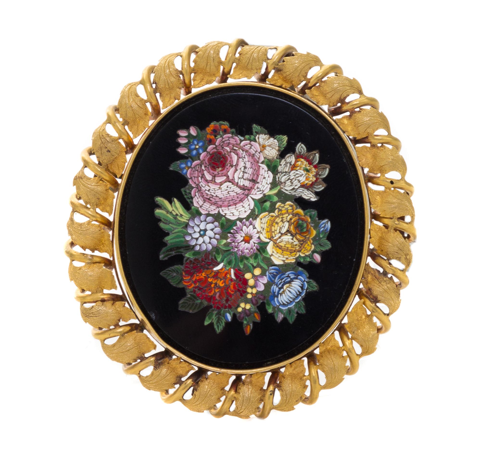 An Italian Micromosaic Brooch Height 2 3/4 inches. — 19TH CENTURY