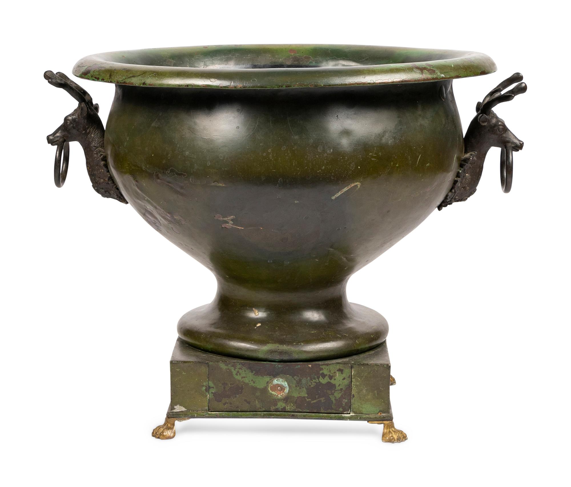 A Continental Green Tole Jardinière