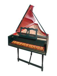 A Dutch Green Painted and Parcel Gilt Harpsichord