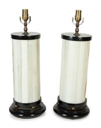 A Pair of Modernist Painted Glass Lamps