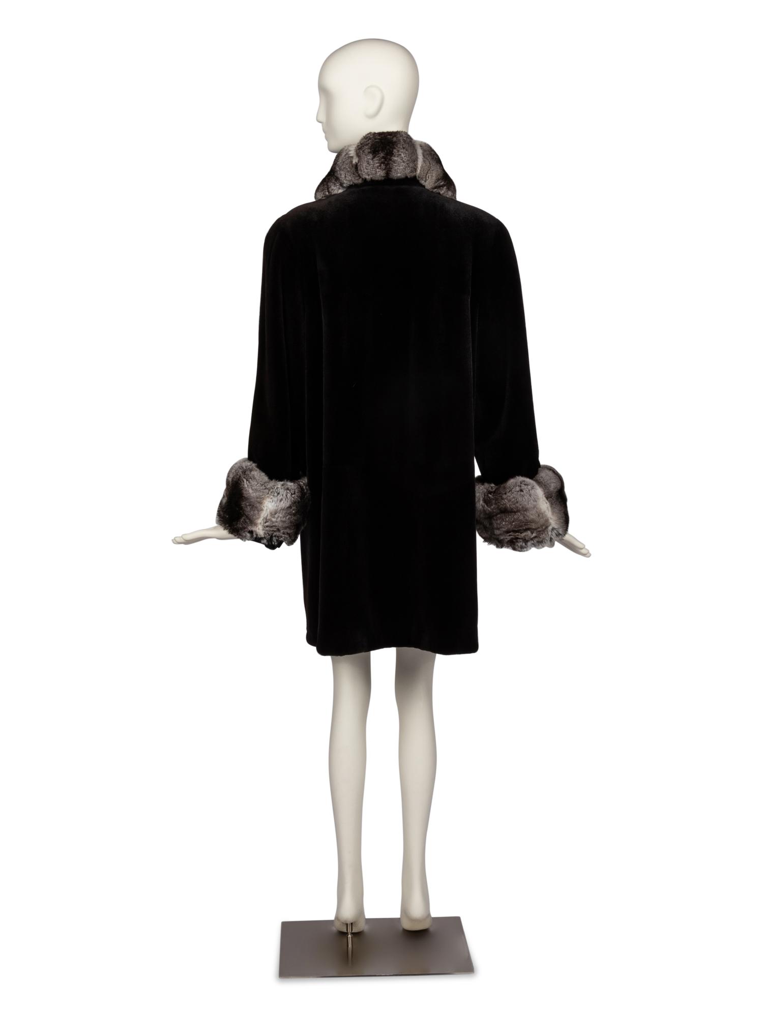 Sheared Mink Jacket with Chinchilla Trim and Fur Scarf