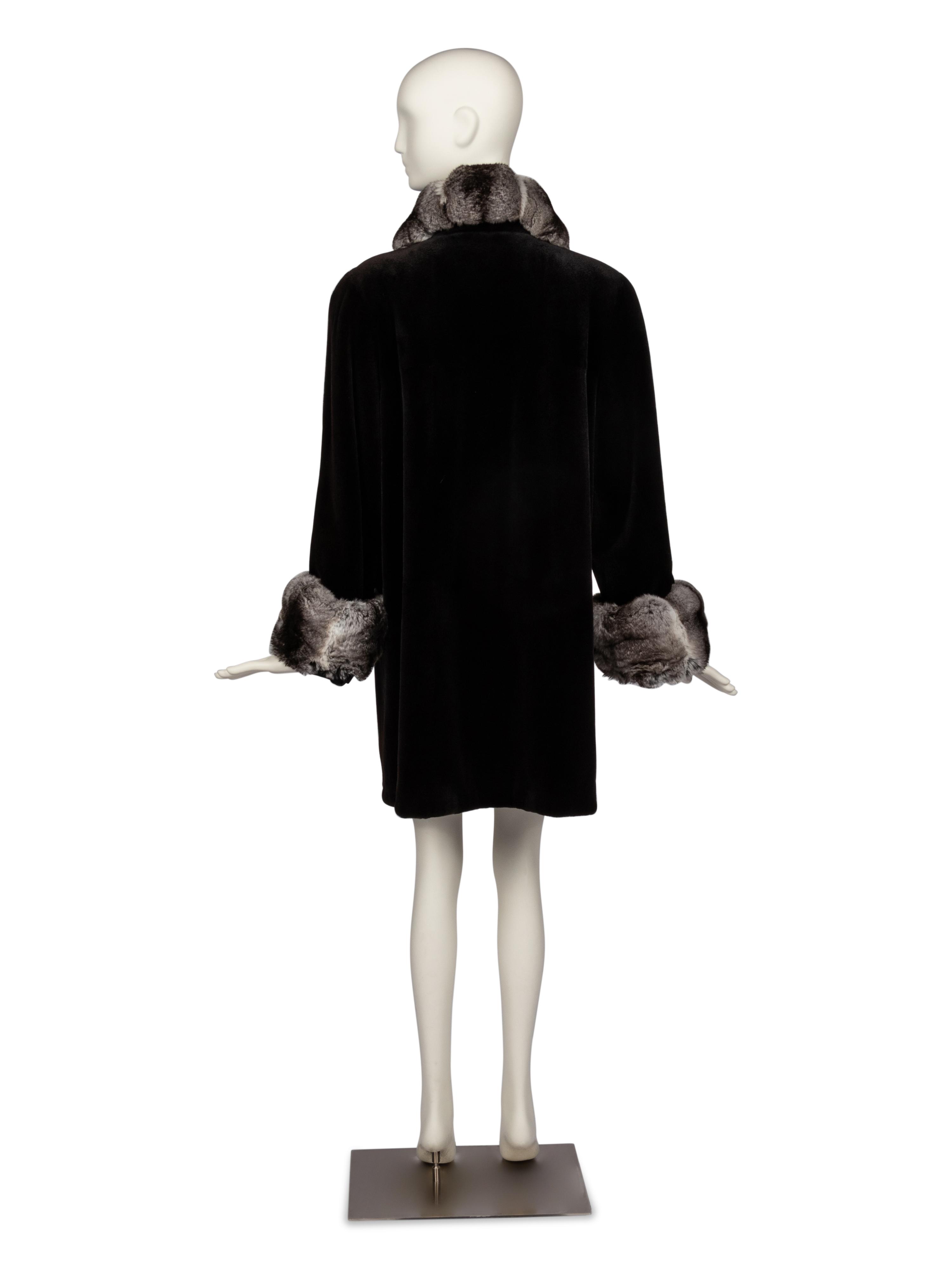 Sheared Mink Jacket with Chinchilla Trim and Fur Scarf