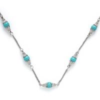 Turquoise, Diamond, and White Gold Necklace