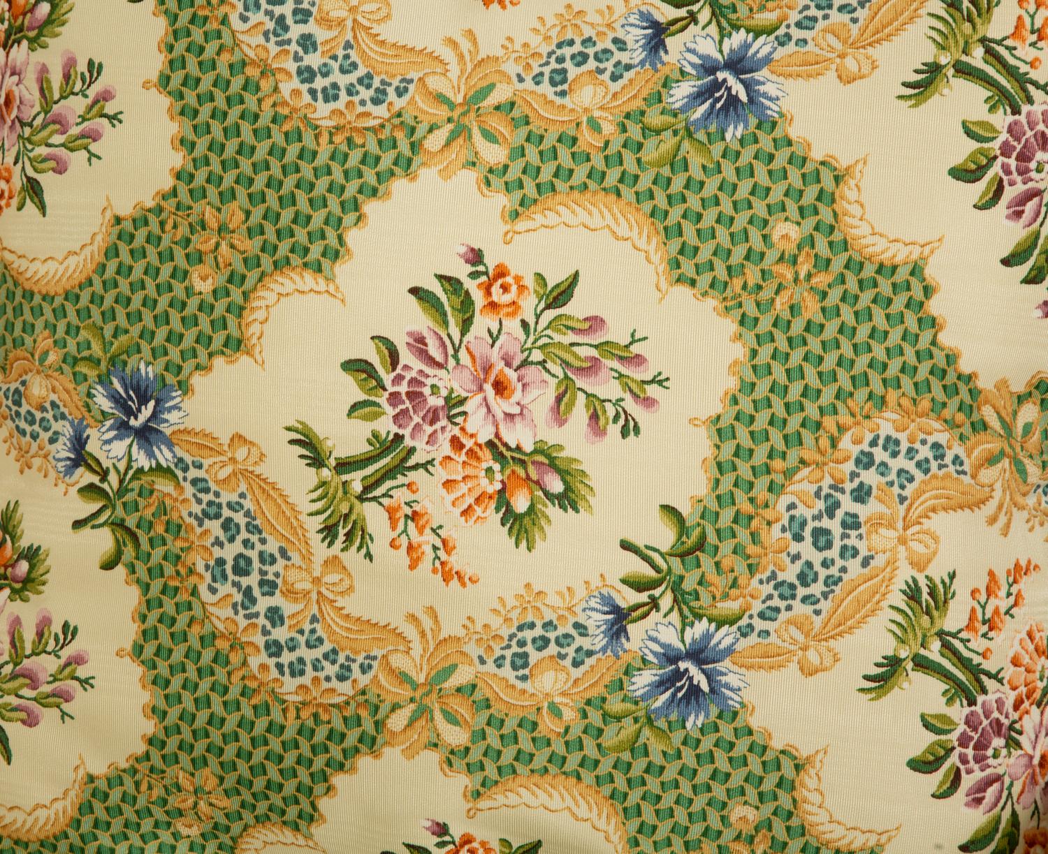 A Pair of Louis XVI Style Upholstered Chairs with Ottoman — 20TH CENTURY
