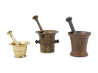 Three Metal Mortar and Pestles