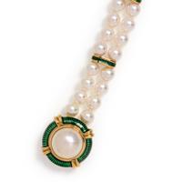 CULTURED PEARL AND ENAMEL BRACELET