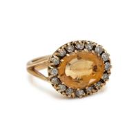 TOPAZ INTAGLIO AND DIAMOND RING