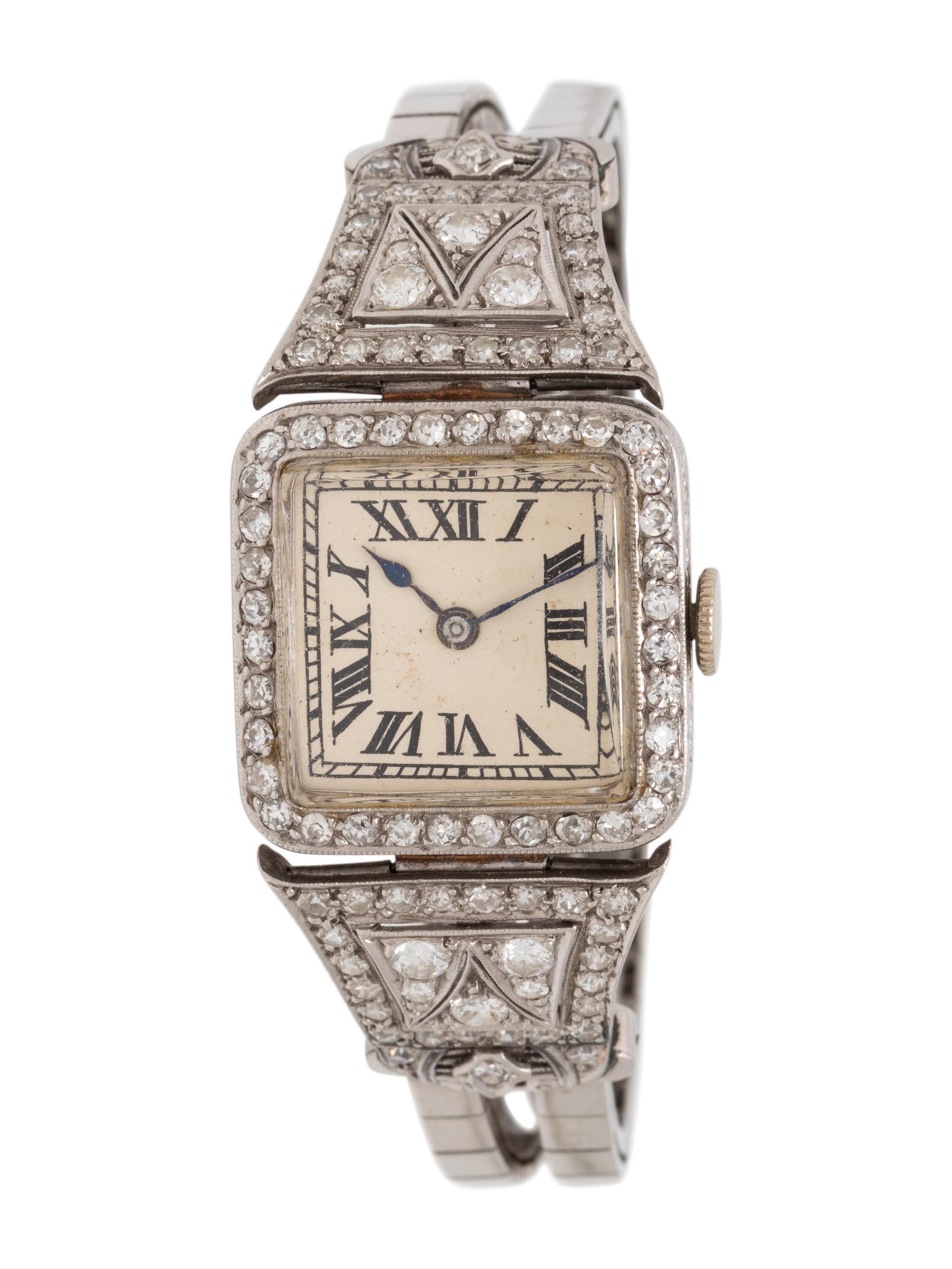 PLATINUM AND DIAMOND WRISTWATCH